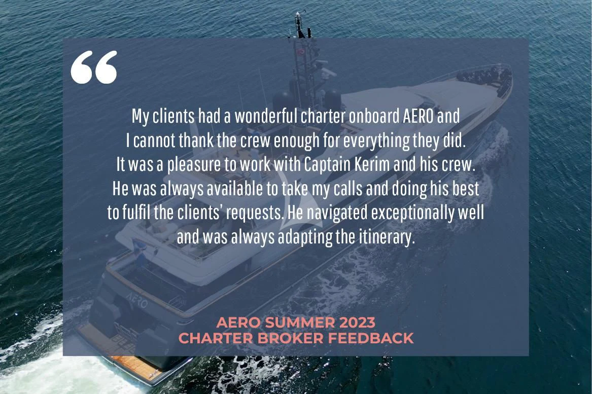 text aboard AERO Yacht for Charter