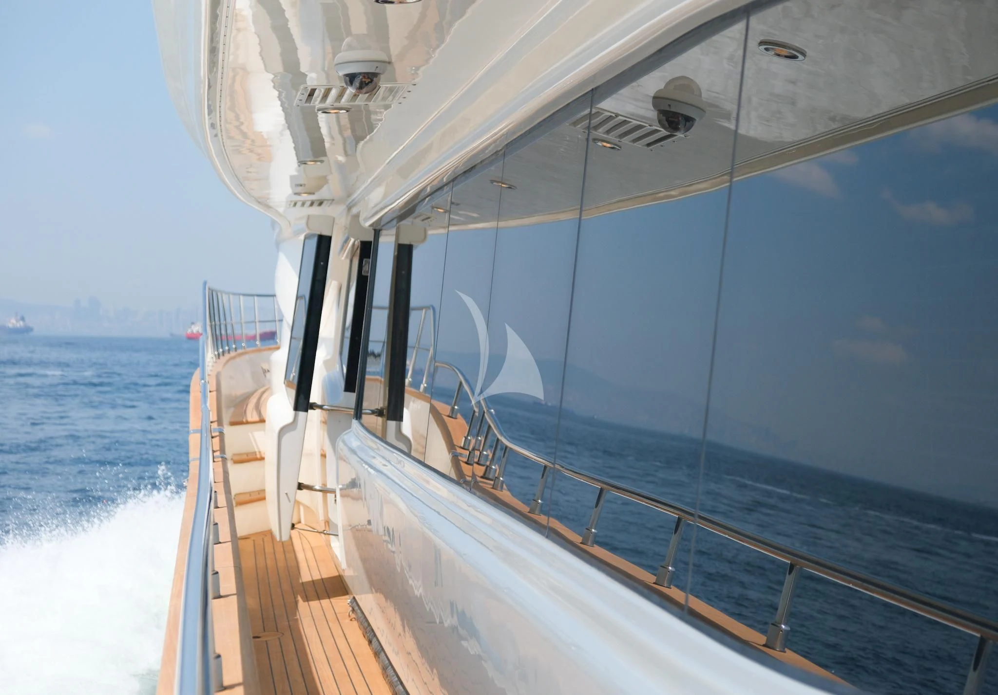 a boat on the water aboard AERO Yacht for Charter