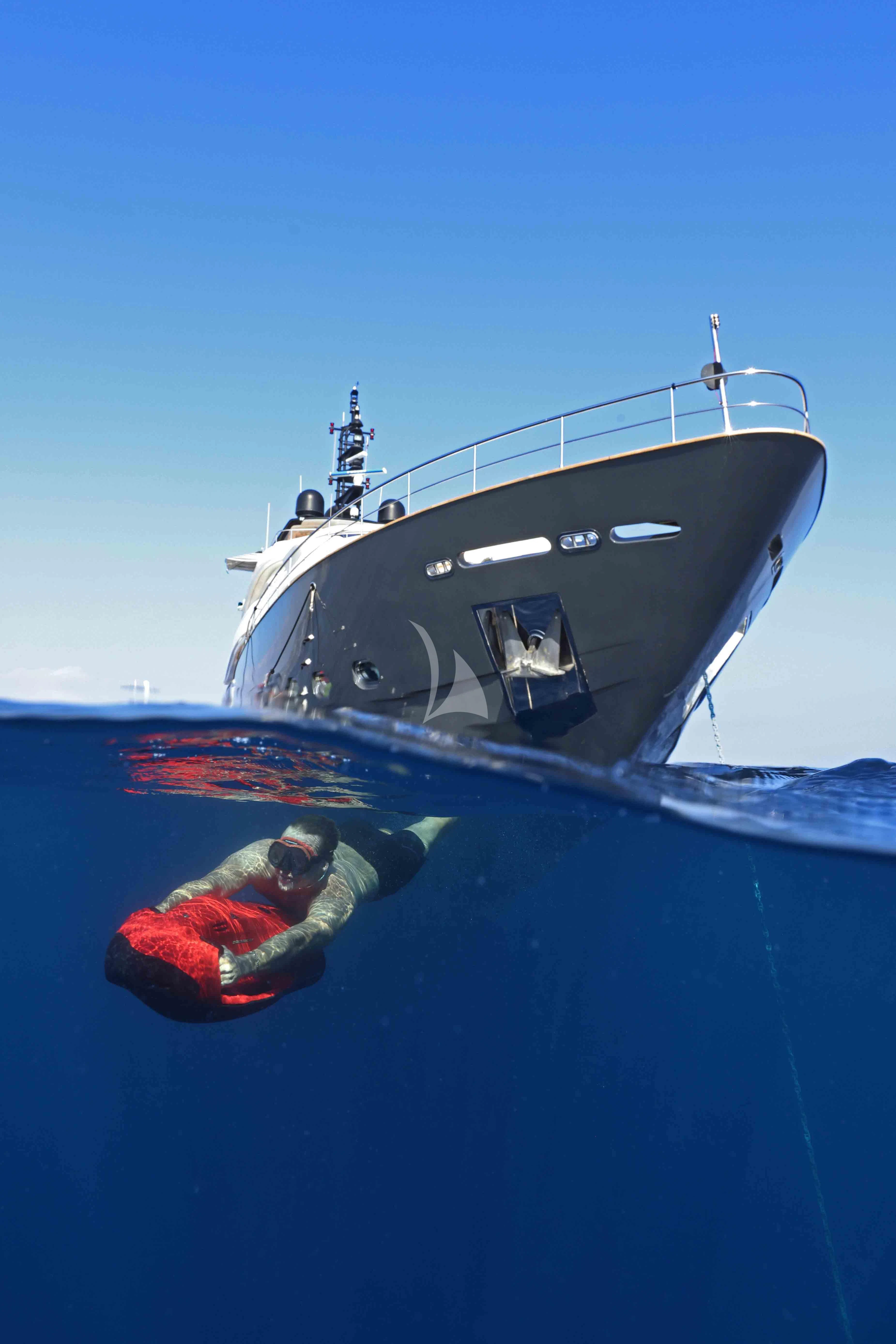 a person lying on a boat aboard AERO Yacht for Charter