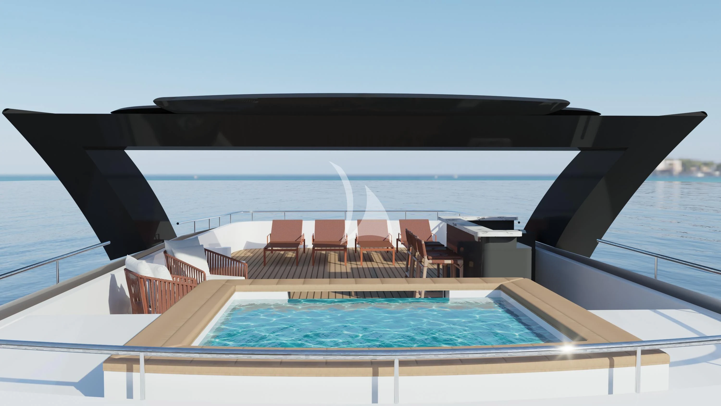 a pool on a deck aboard AERO Yacht for Charter