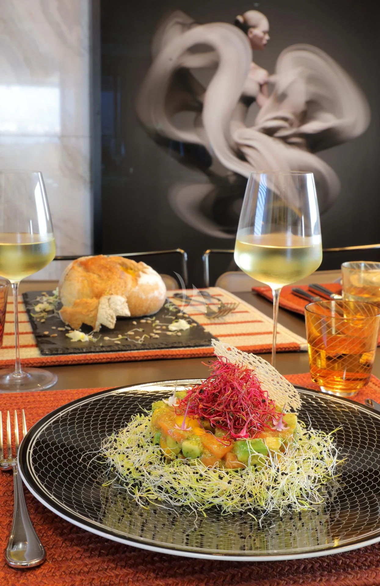 a plate of food aboard AERO Yacht for Charter