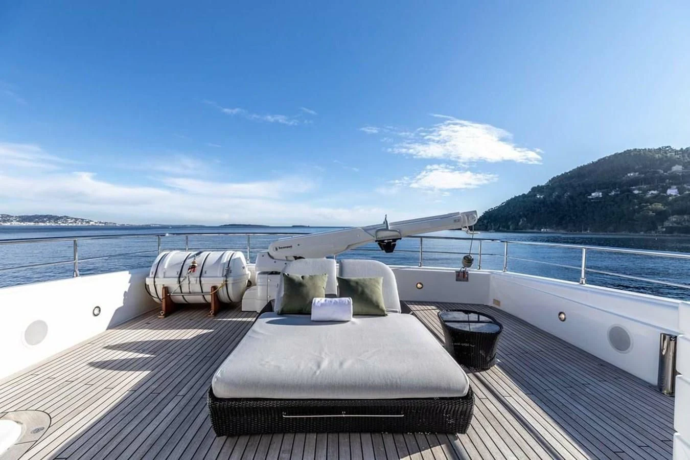 a boat on a deck aboard AERO Yacht for Charter