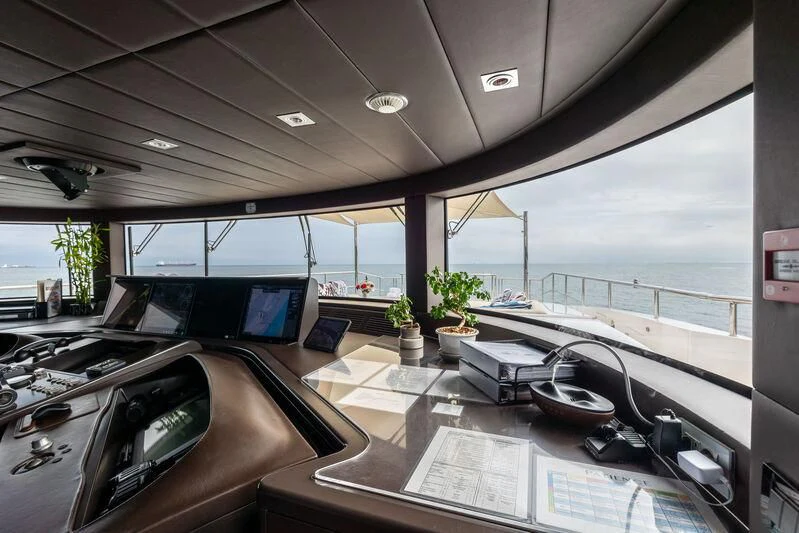 inside of a building with computers aboard PATIENCE Yacht for Charter