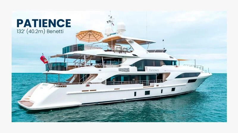 a white yacht in the water aboard PATIENCE Yacht for Charter