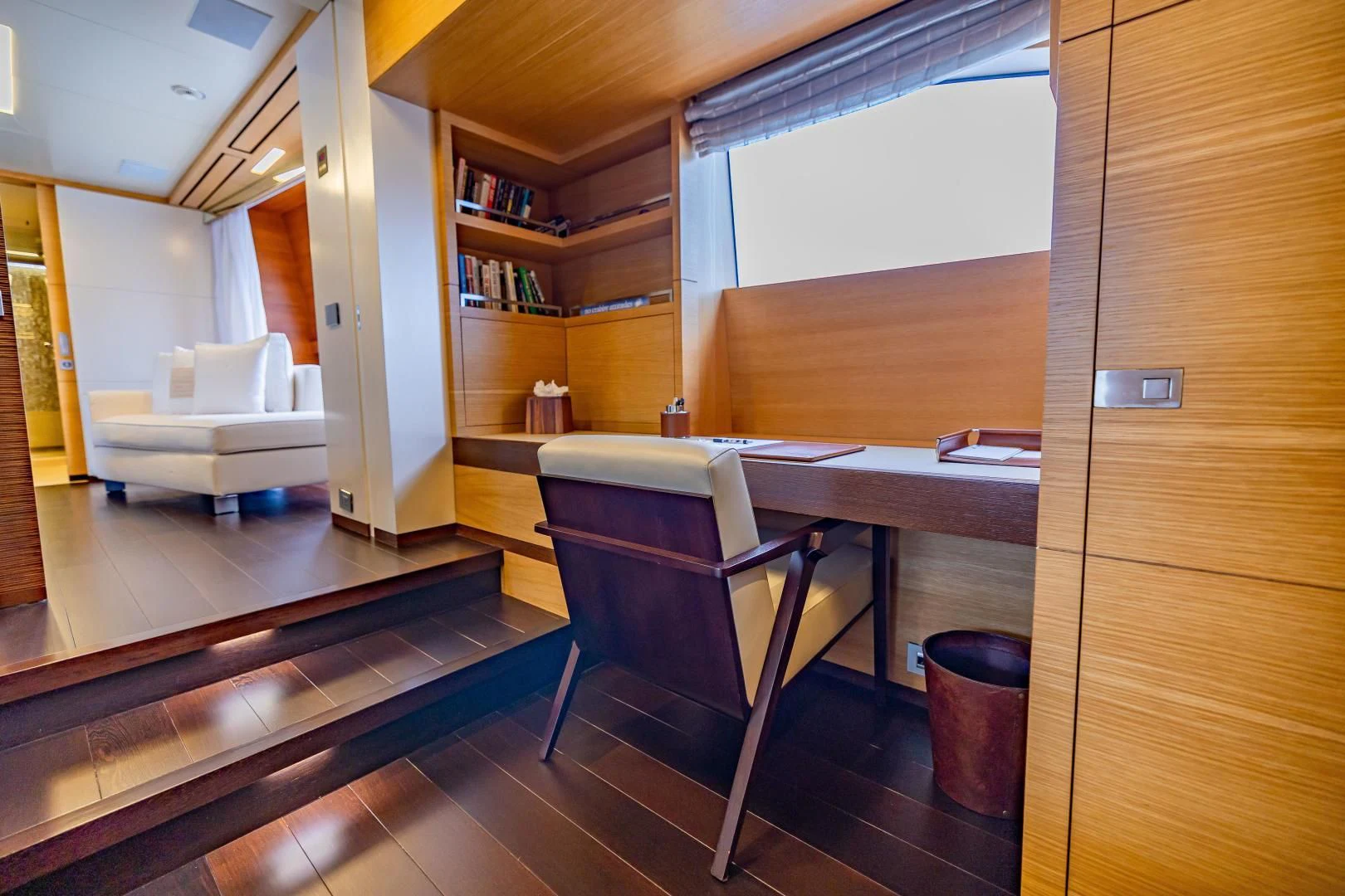 a room with a table and chairs aboard PATIENCE Yacht for Charter