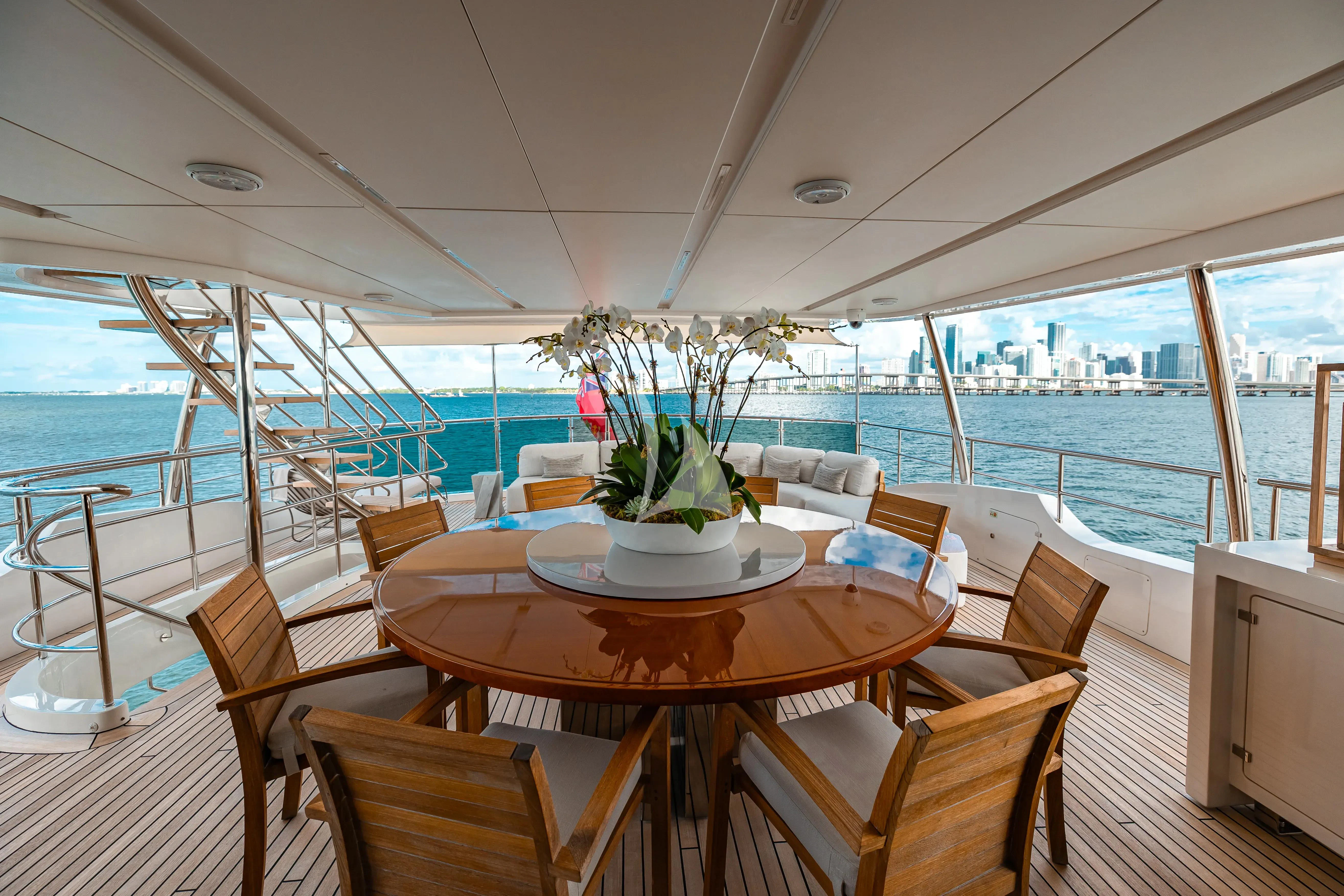 a table on a boat aboard PATIENCE Yacht for Charter