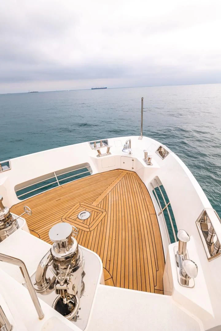 a boat with a person on it aboard PATIENCE Yacht for Charter