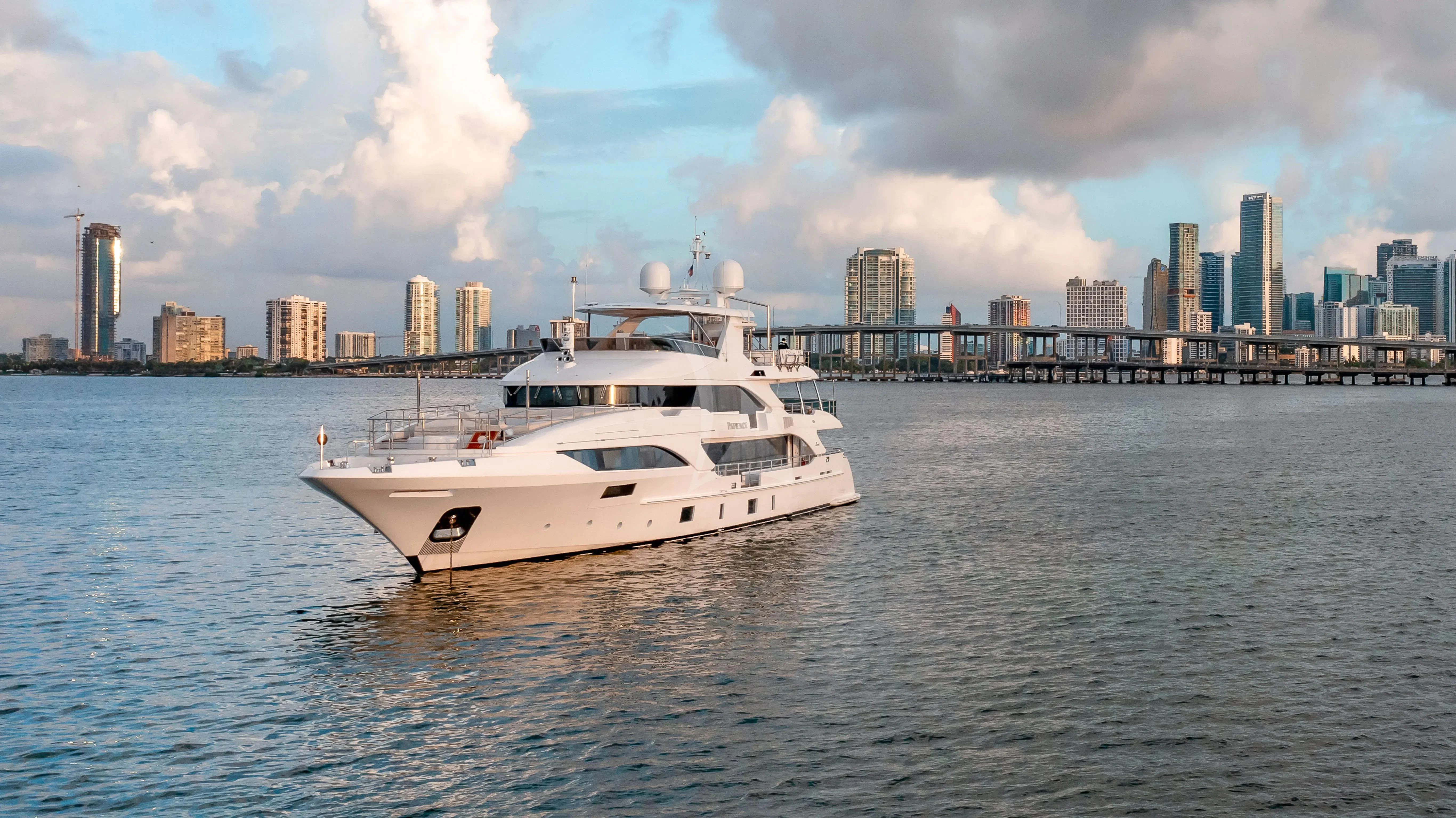 a white yacht in the water aboard PATIENCE Yacht for Charter