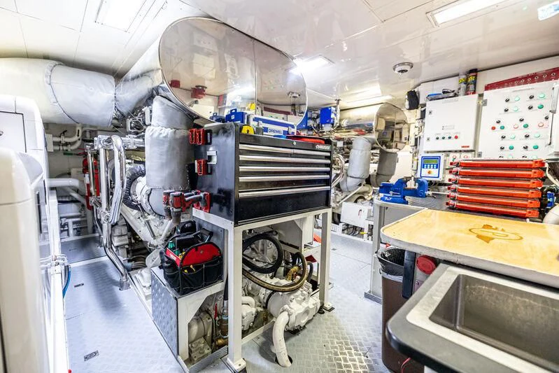 a large room with machinery aboard PATIENCE Yacht for Charter