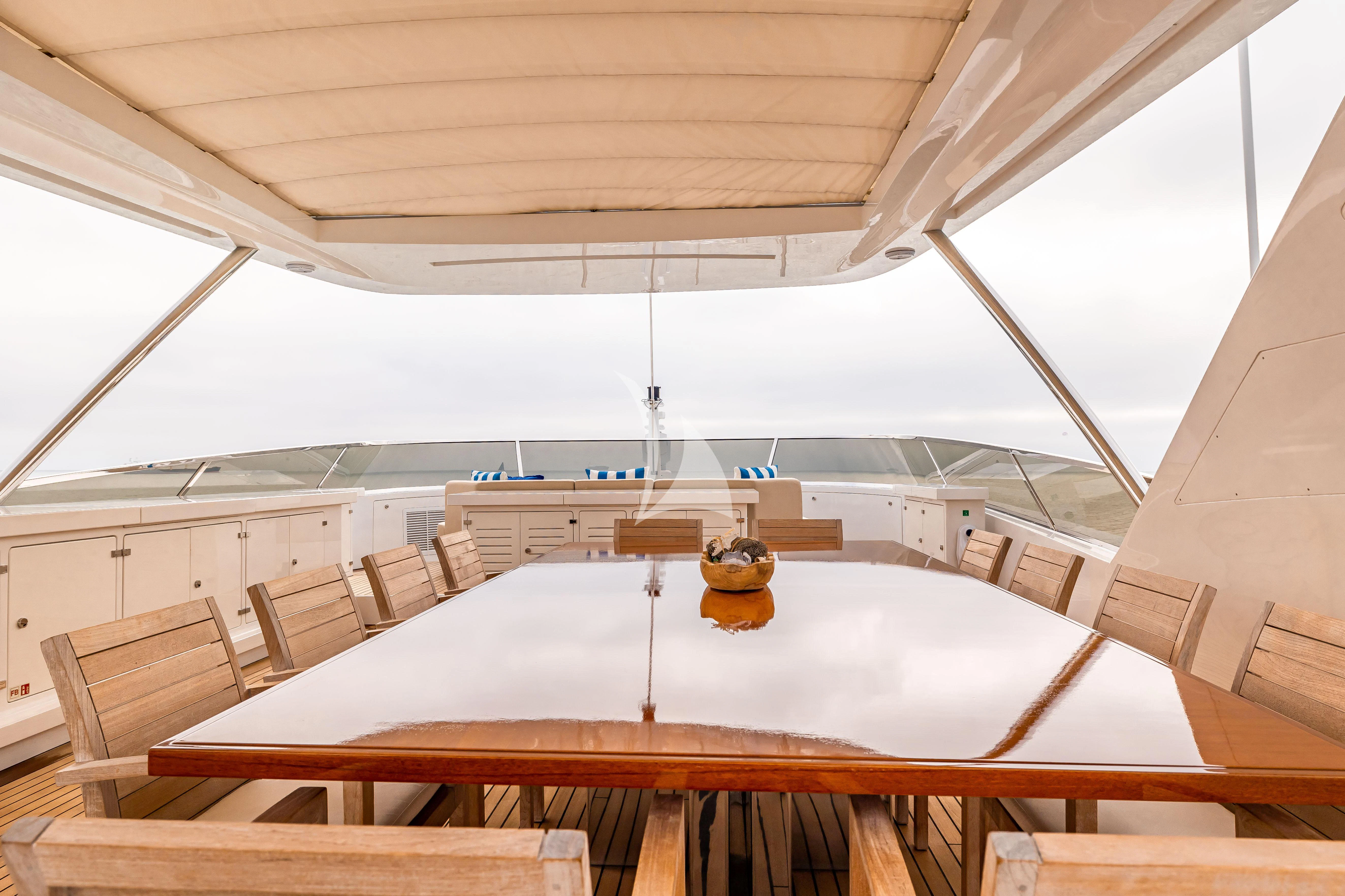 a large room with a table and chairs aboard PATIENCE Yacht for Charter