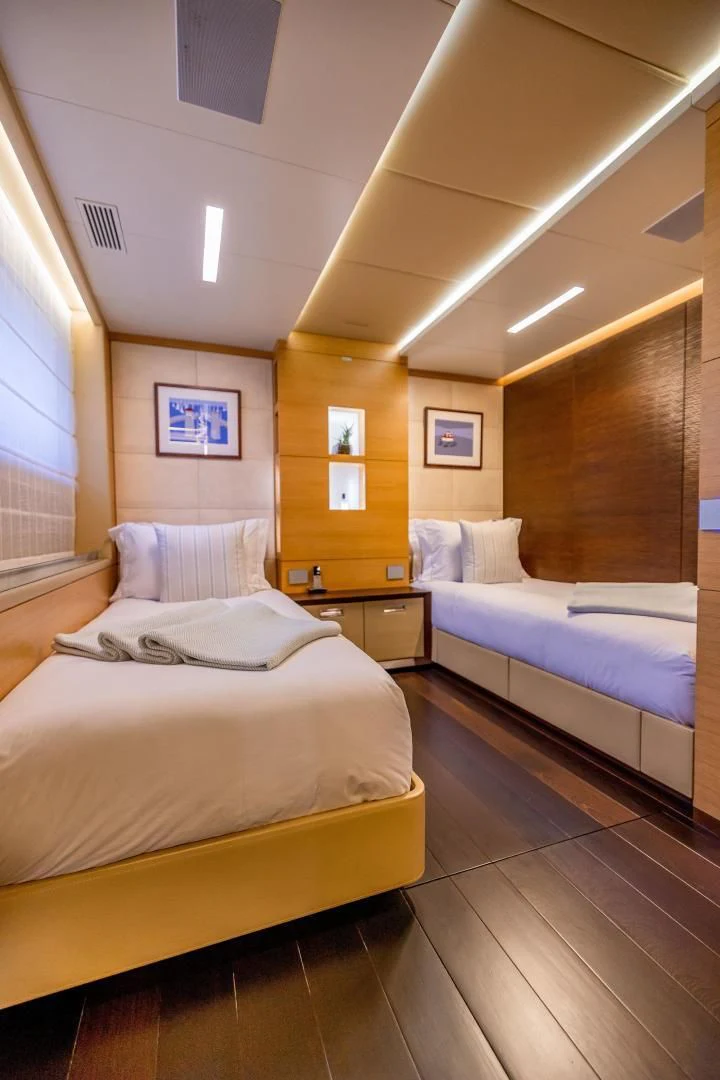a room with two beds aboard PATIENCE Yacht for Charter