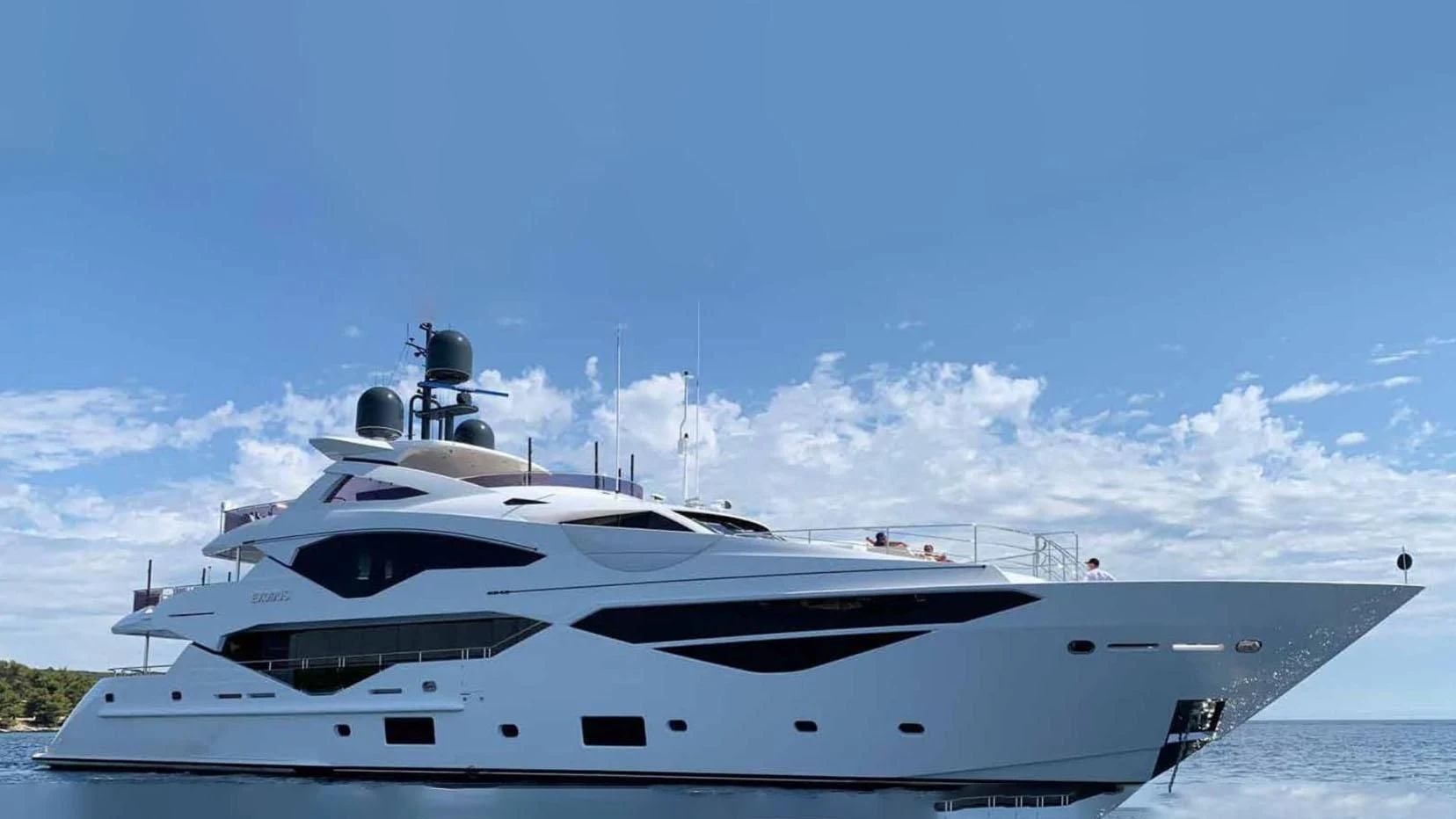 a white yacht with a propeller aboard NEXUS Yacht for Charter