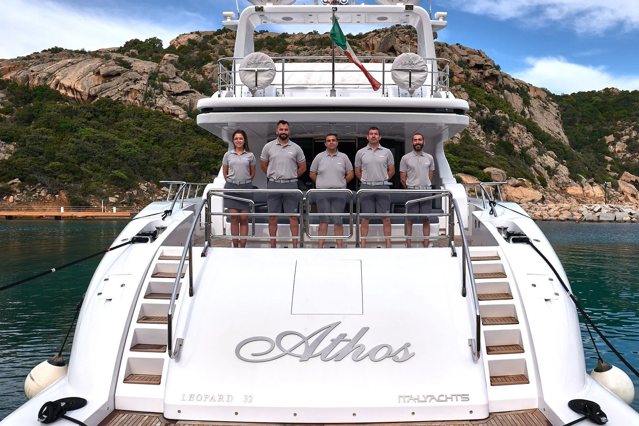 a group of people on a boat aboard ATHOS Yacht for Sale
