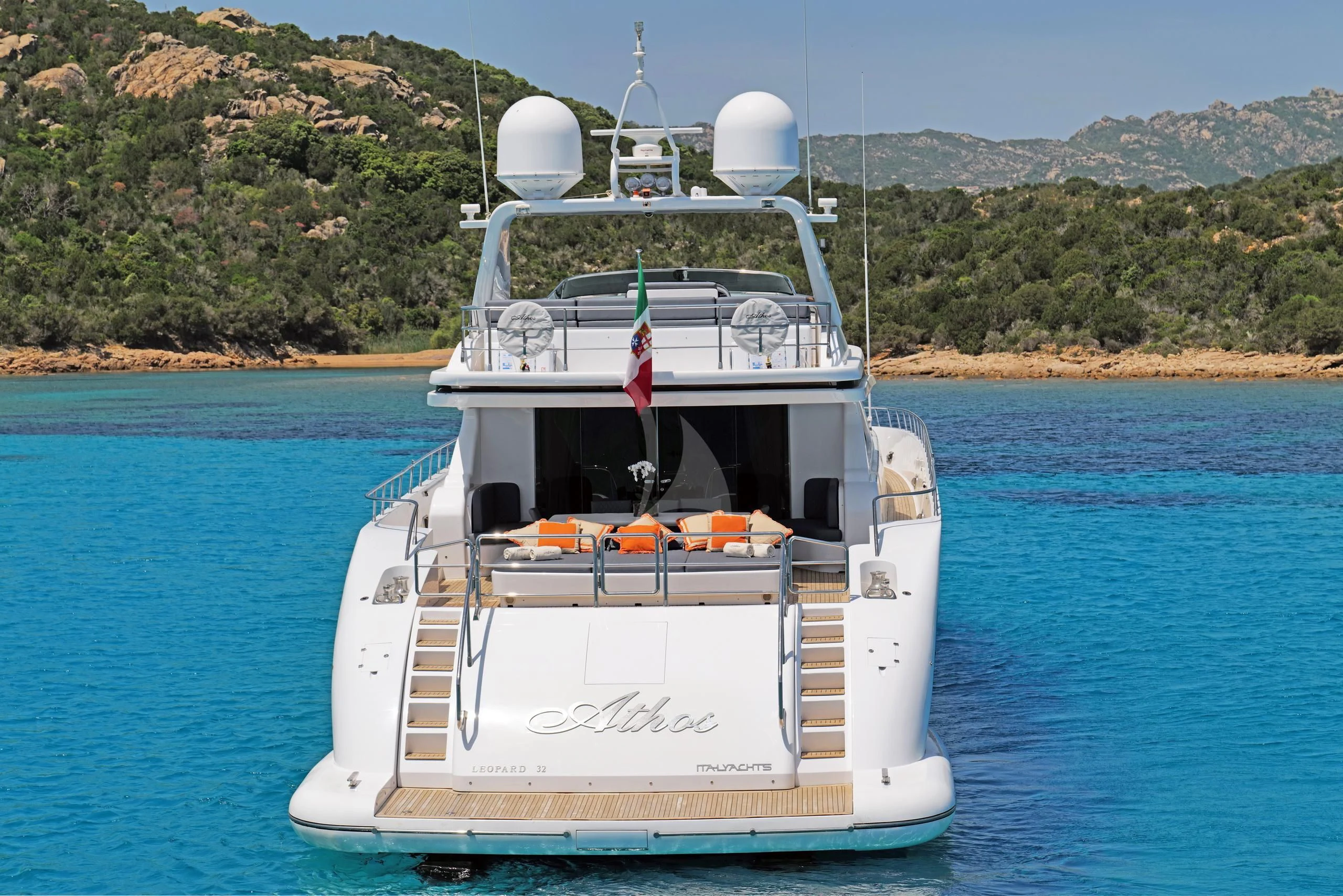 a boat on the water aboard ATHOS Yacht for Sale