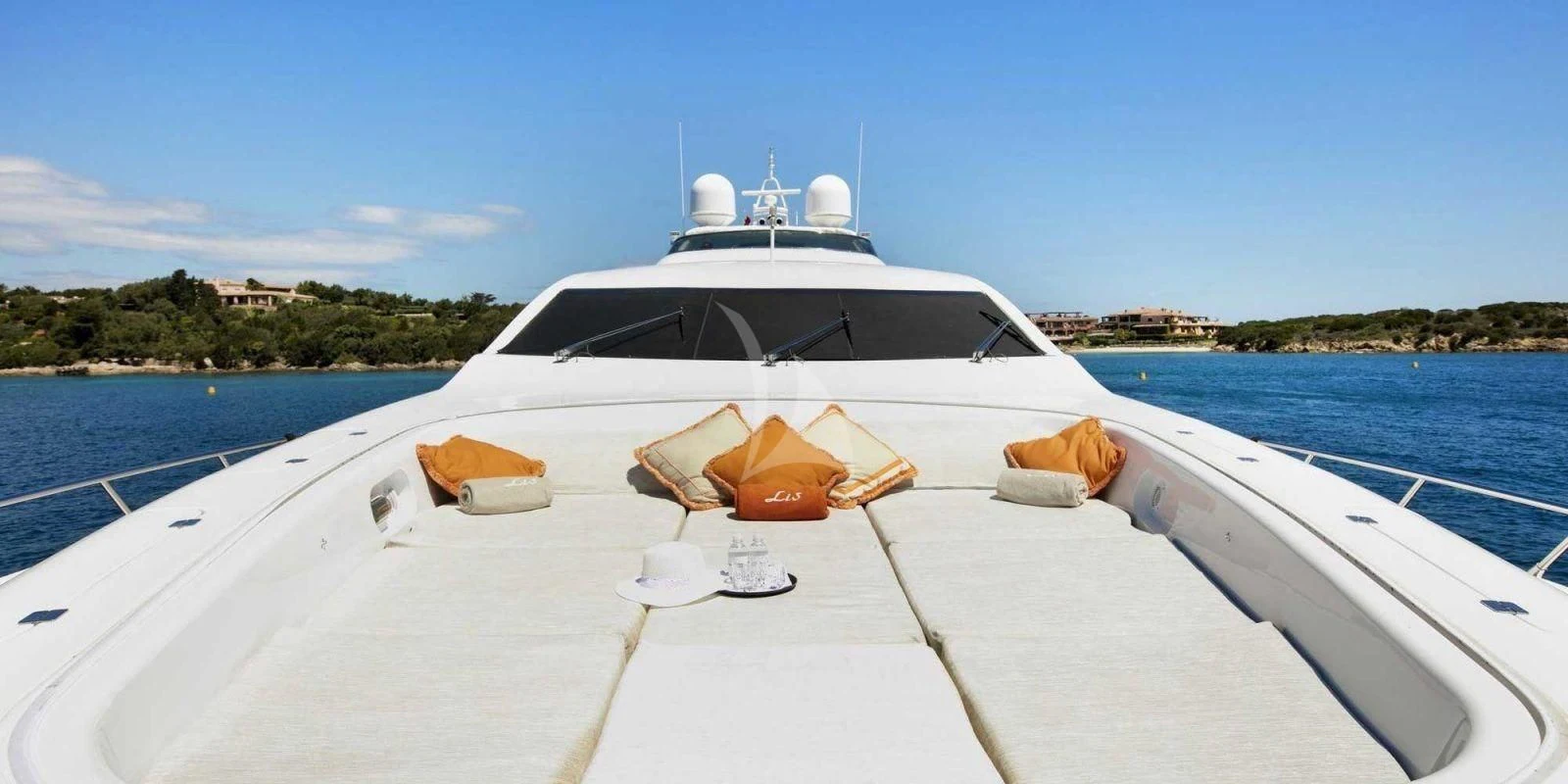 a boat on a beach aboard ATHOS Yacht for Sale