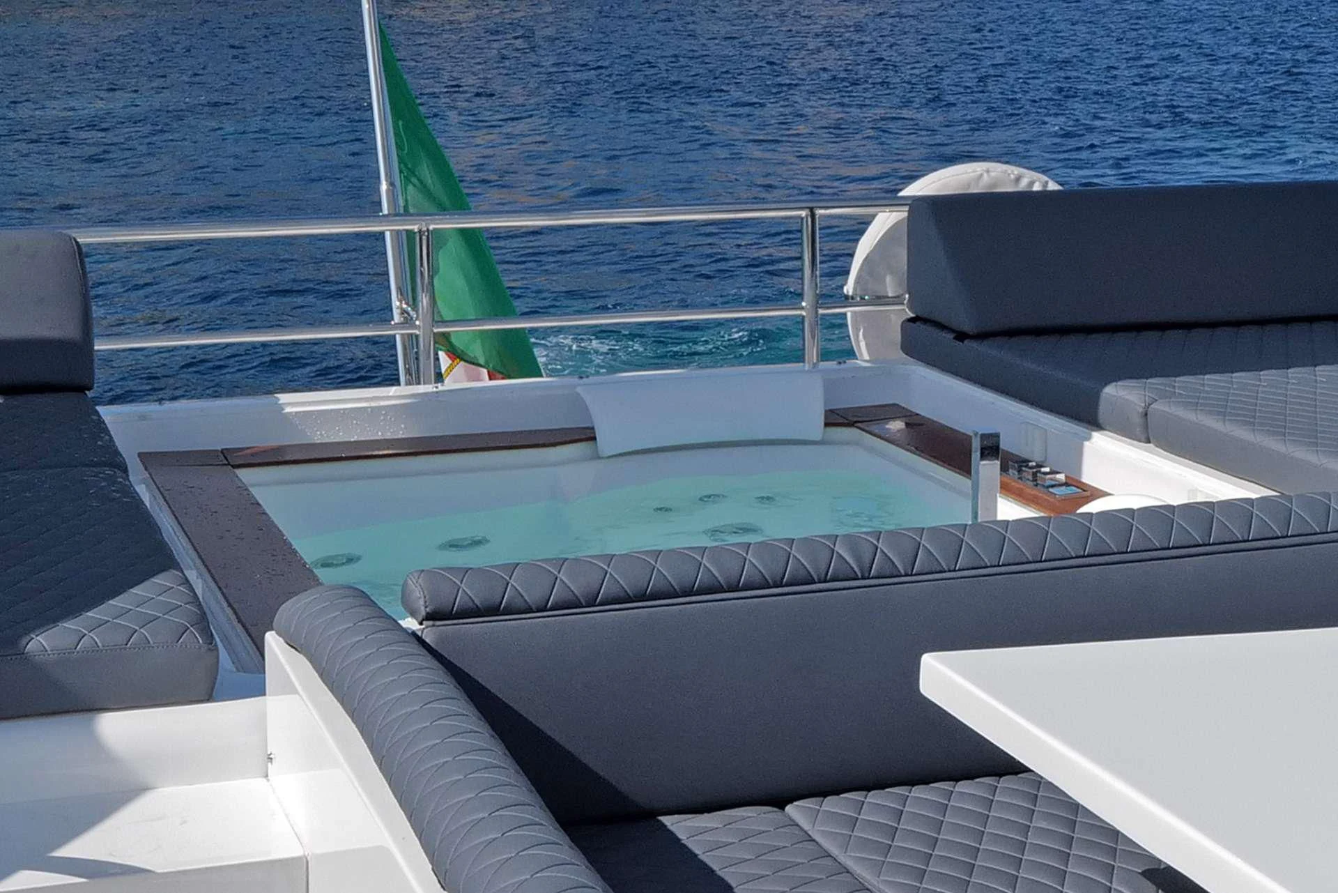 a boat on the water aboard ATHOS Yacht for Sale