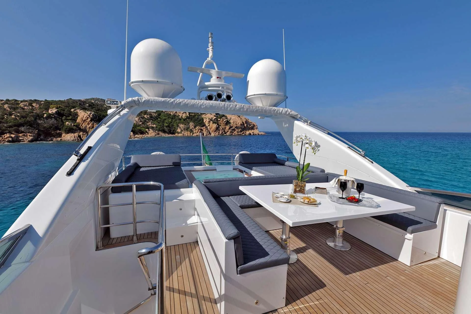 a boat on the water aboard ATHOS Yacht for Sale