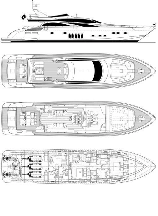 diagram, engineering drawing aboard ATHOS Yacht for Sale
