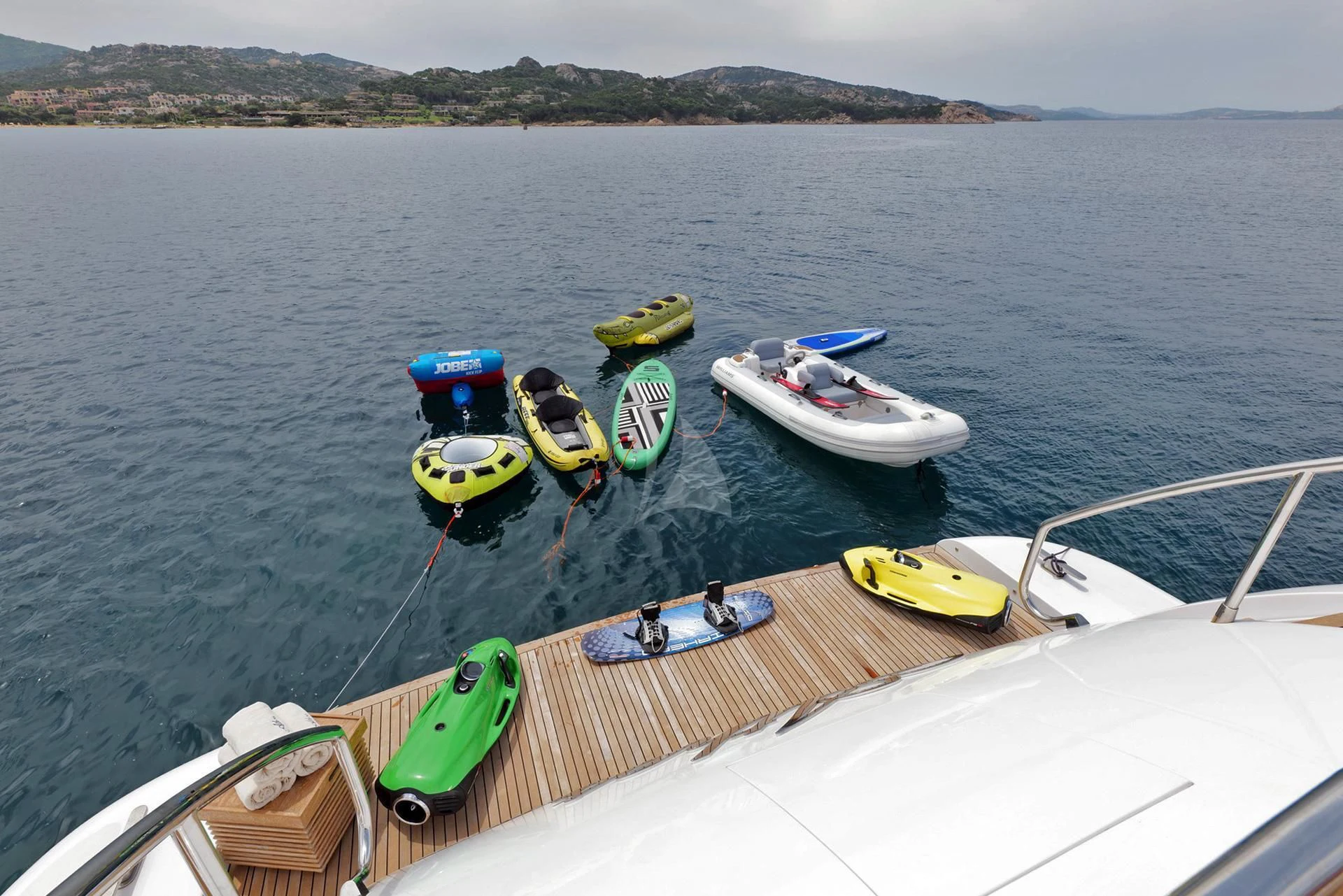 boats on the water aboard ATHOS Yacht for Sale