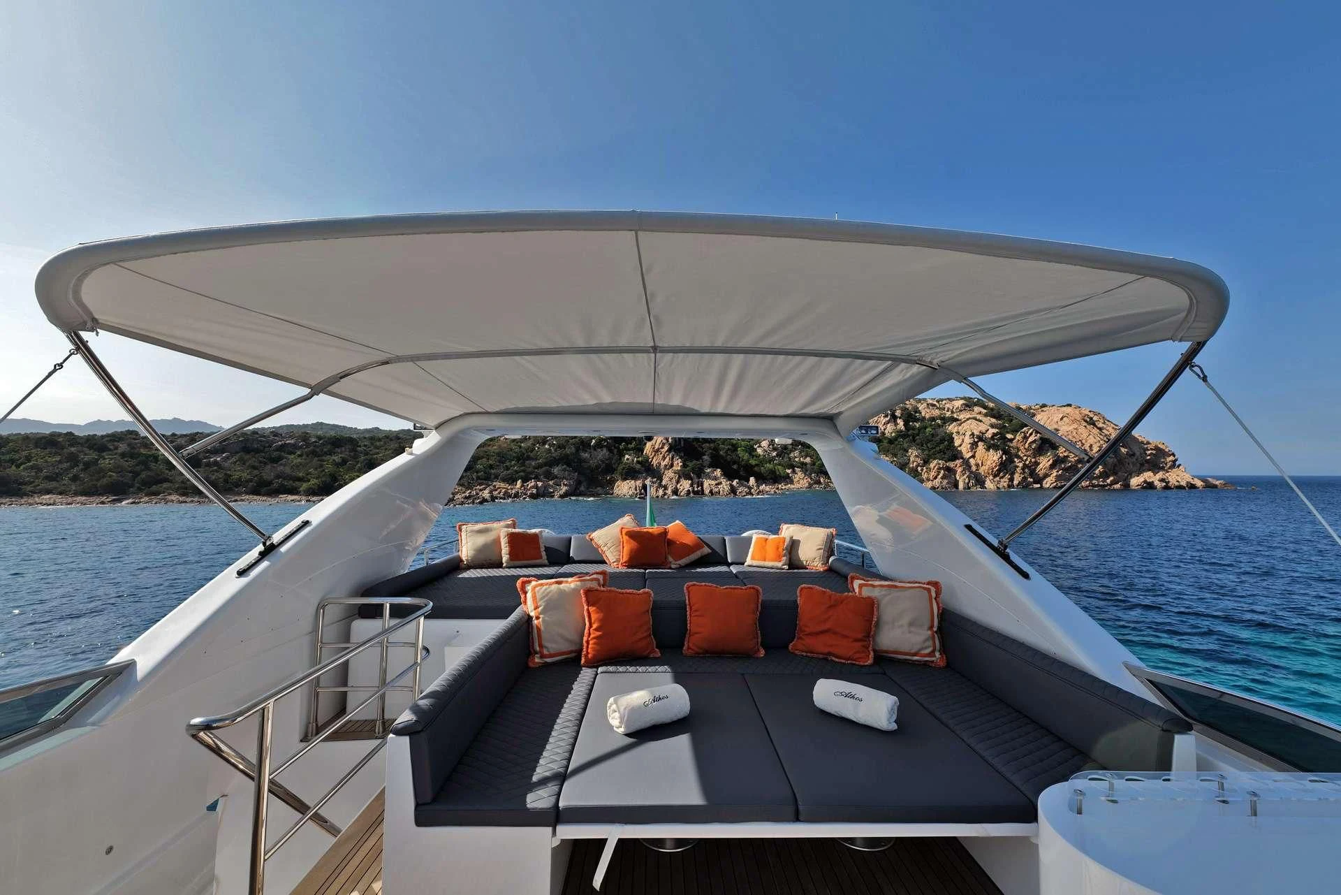 a boat on the water aboard ATHOS Yacht for Sale