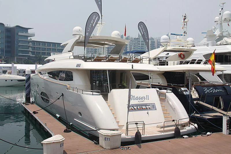 a boat docked at a pier aboard NASER II Yacht for Sale