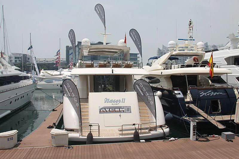 a boat on a dock aboard NASER II Yacht for Sale