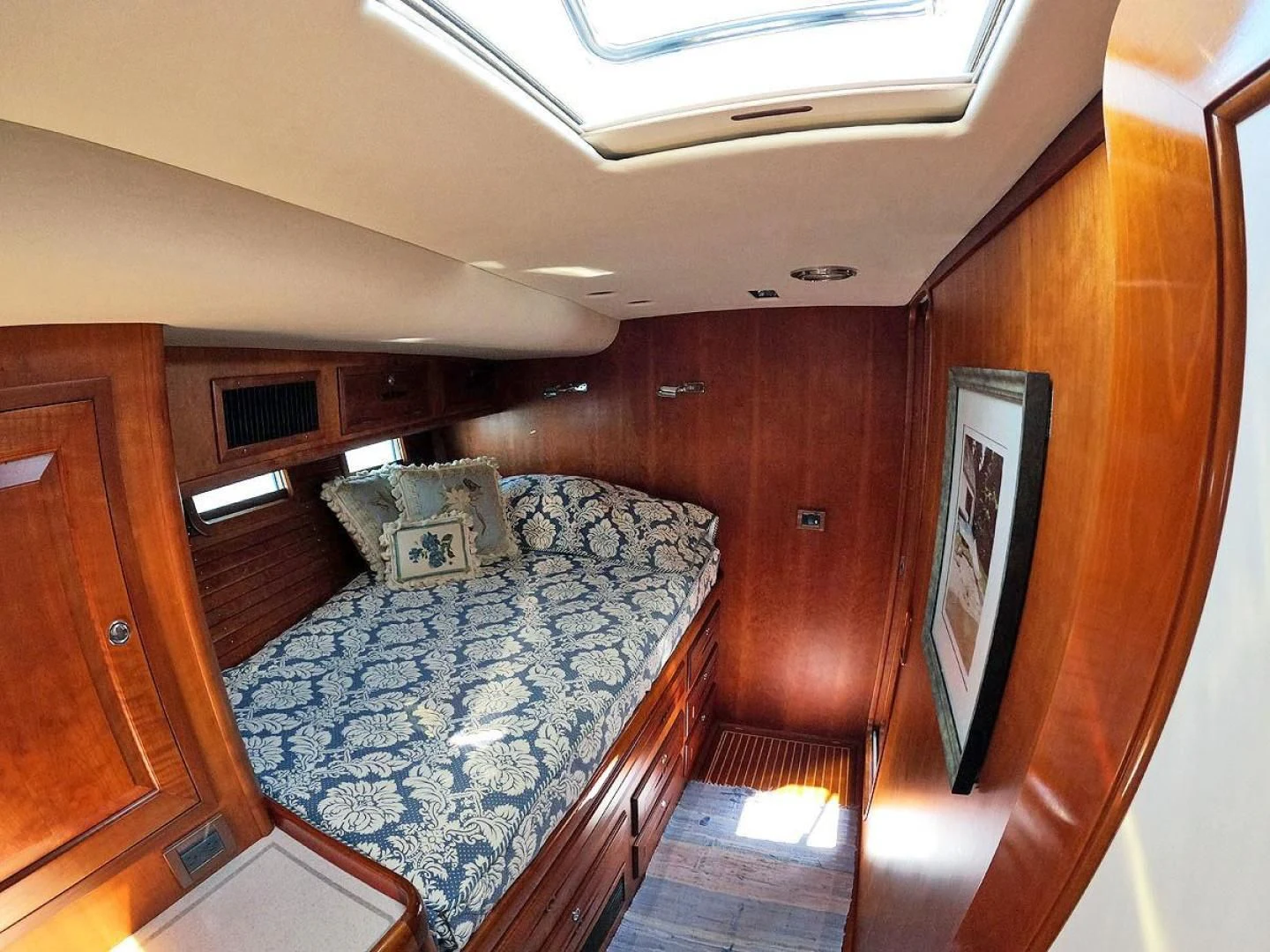 a bed in a room aboard WILD THING Yacht for Sale