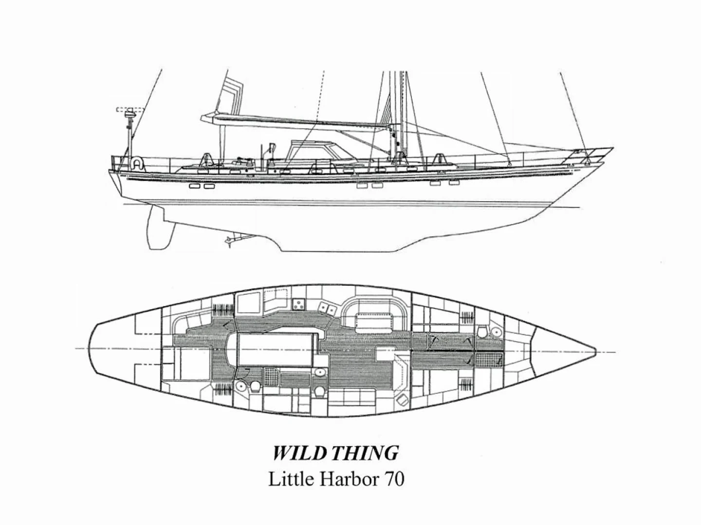diagram, engineering drawing aboard WILD THING Yacht for Sale