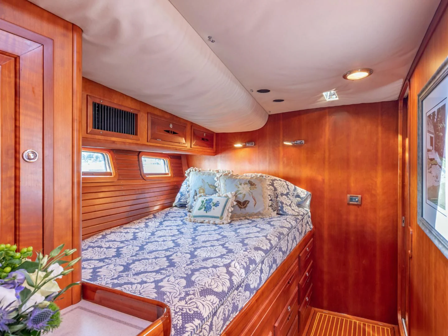 a bed in a cabin aboard WILD THING Yacht for Sale