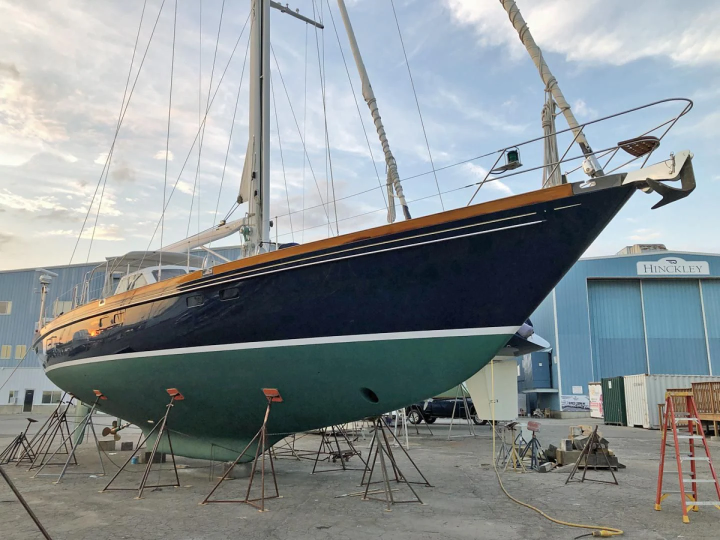 a large ship docked aboard WILD THING Yacht for Sale