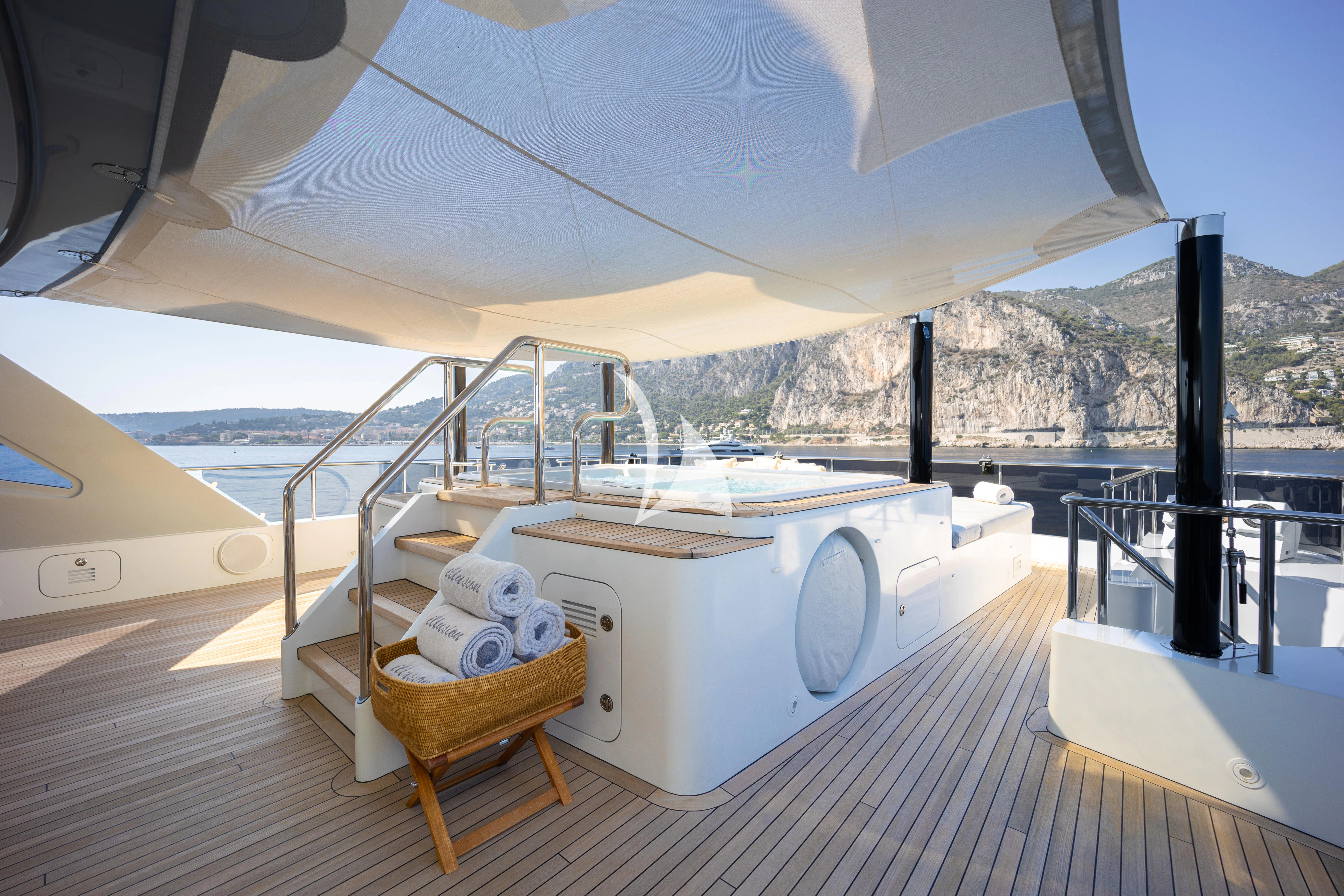 a boat on a deck aboard ILLUSION Yacht for Sale