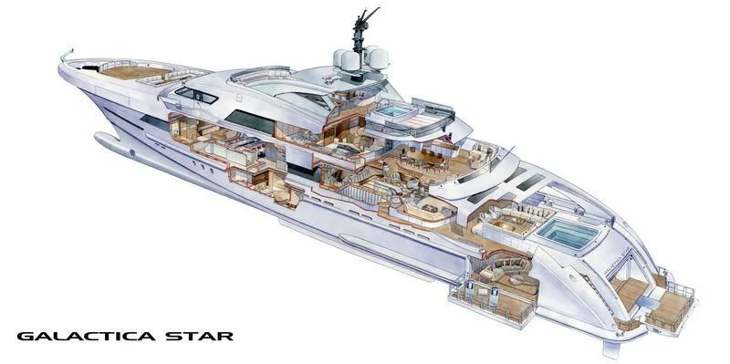 a model of a ship aboard ILLUSION Yacht for Sale