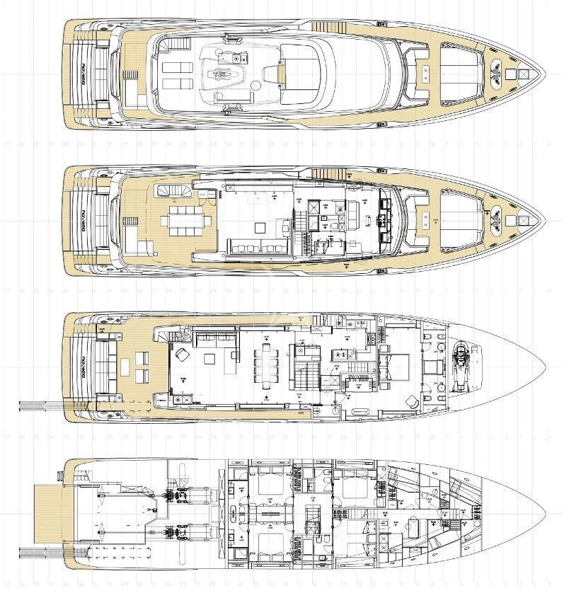 diagram, engineering drawing aboard ALMAX TOO Yacht for Sale
