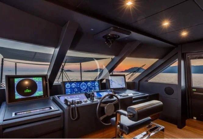 a room with a tv and a couple of monitors aboard ALMAX TOO Yacht for Sale