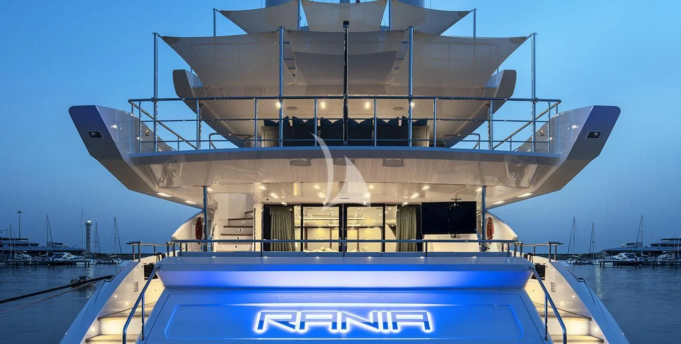 a large white ship aboard RANIA Yacht for Sale