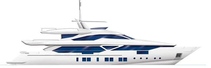 a white boat with a white background aboard RANIA Yacht for Sale