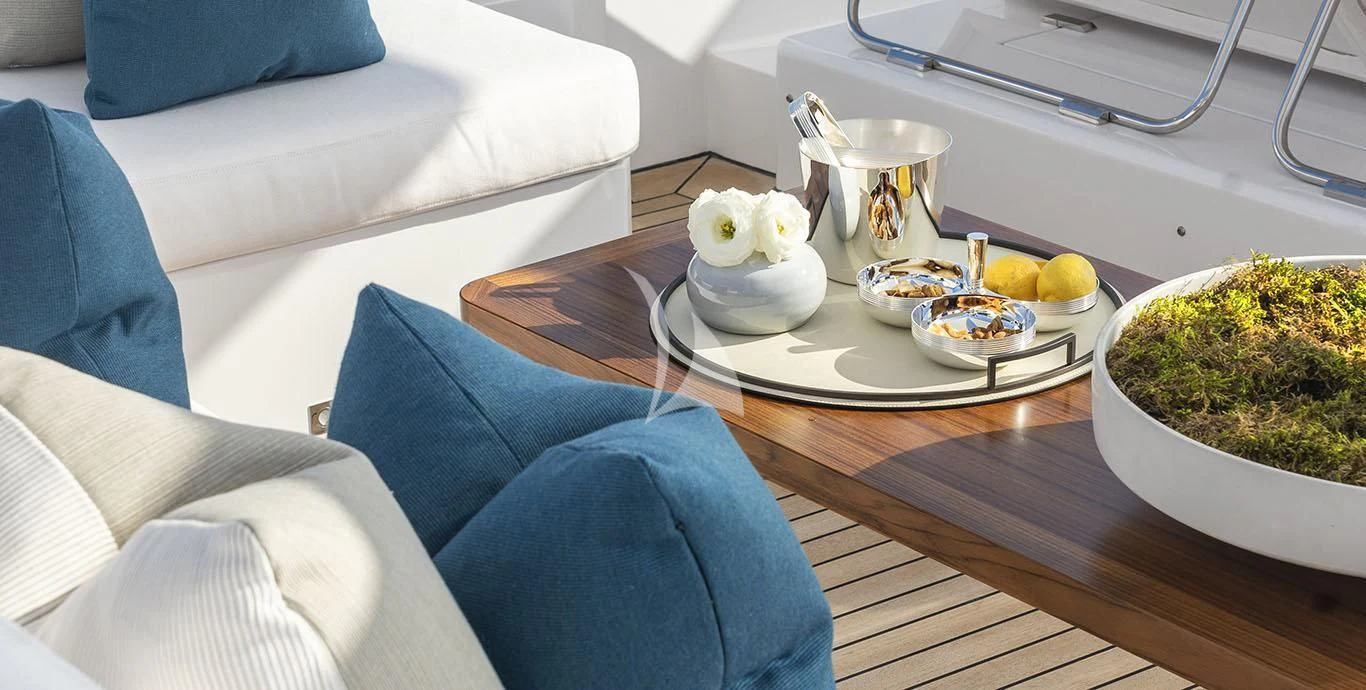 a table with food on it aboard RANIA Yacht for Sale