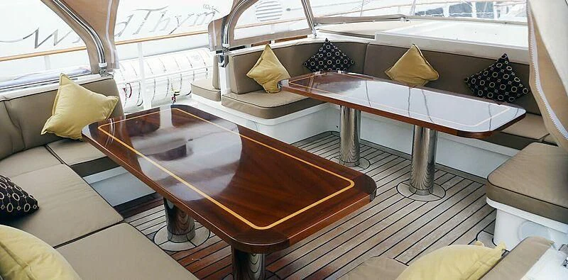 a boat on a table aboard SUNNY HILL Yacht for Sale