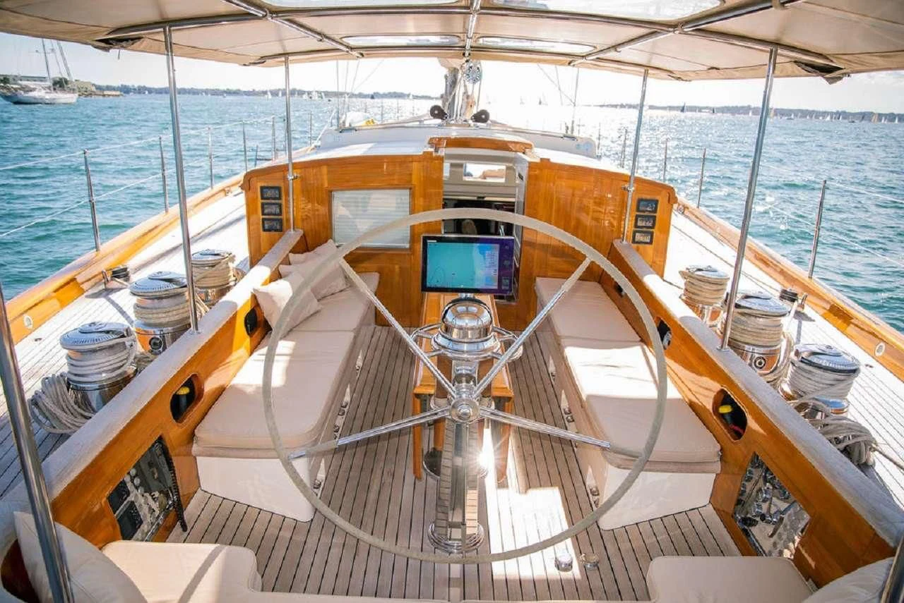 the front of a boat aboard AURELIUS Yacht for Sale