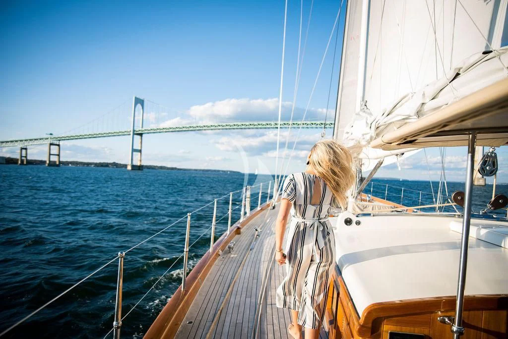 a person on a boat aboard AURELIUS Yacht for Sale