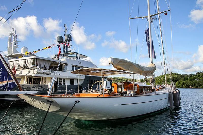 a large boat in the water aboard AURELIUS Yacht for Sale