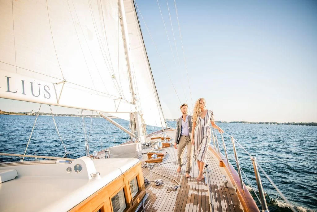 a group of people on a boat aboard AURELIUS Yacht for Sale