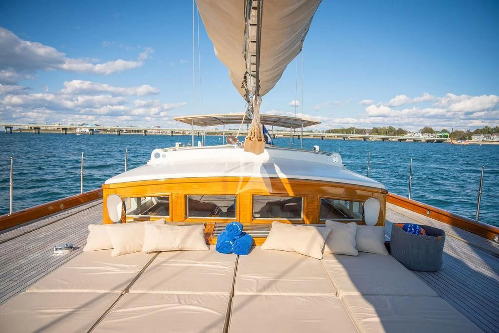 a boat on a deck aboard AURELIUS Yacht for Sale