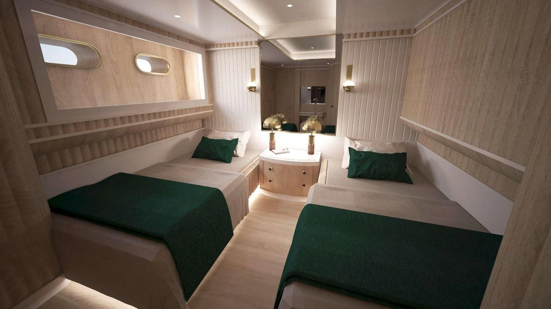 a room with two beds aboard BARENTS Yacht for Charter