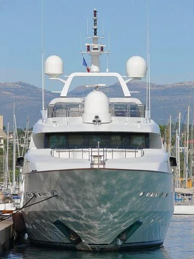 a large white boat aboard BARENTS Yacht for Charter