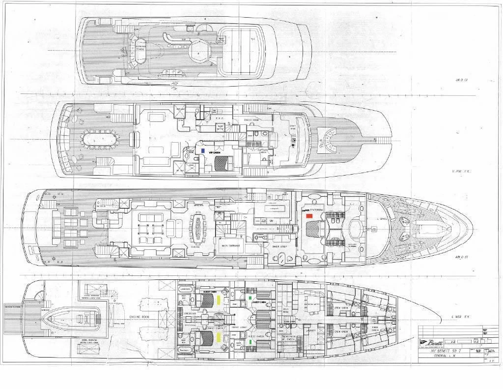 diagram, engineering drawing aboard BARENTS Yacht for Charter