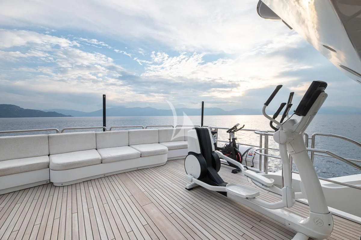 a bicycle on a deck aboard BARENTS Yacht for Charter