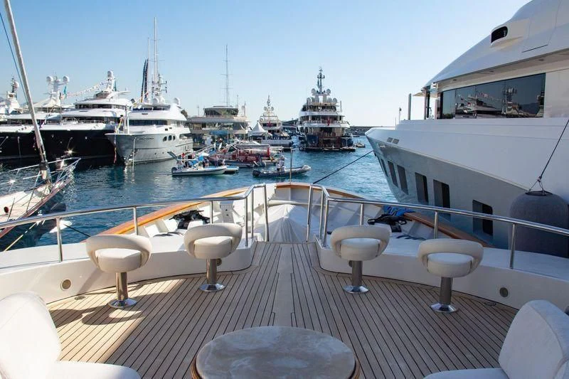 a boat dock with many boats aboard BARENTS Yacht for Charter