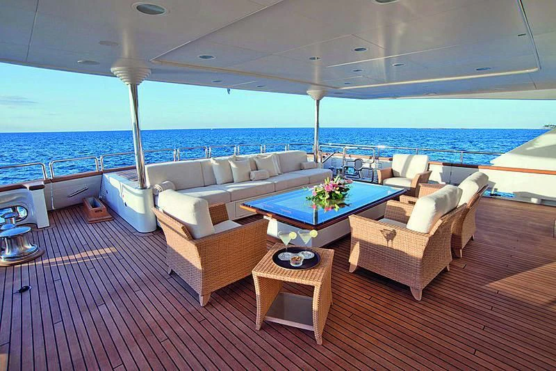 a living room with a large ocean aboard BARENTS Yacht for Charter
