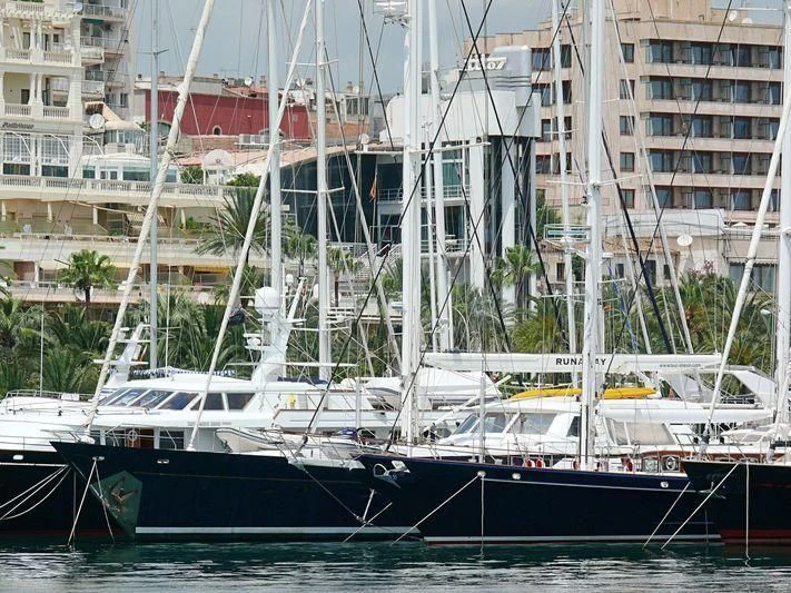 a group of boats in a harbor aboard NEW RUNAWAY Yacht for Sale